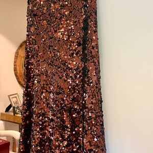 Ganni Copper Sequin A-Line Skirt